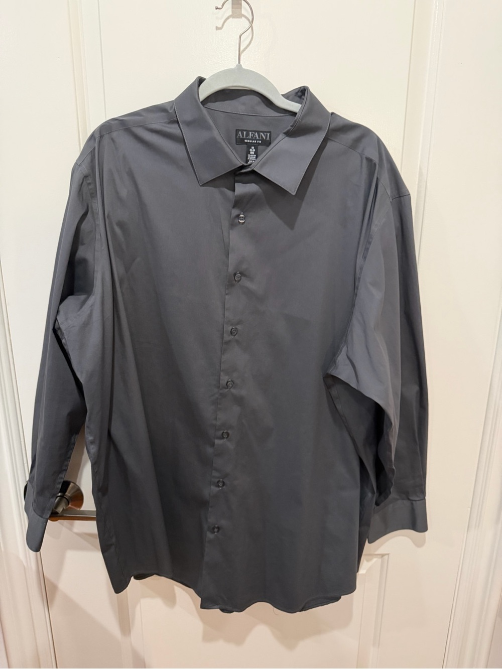 Alfani Men's Dark Gray Long-Sleeve Button-Up Dress Shirt